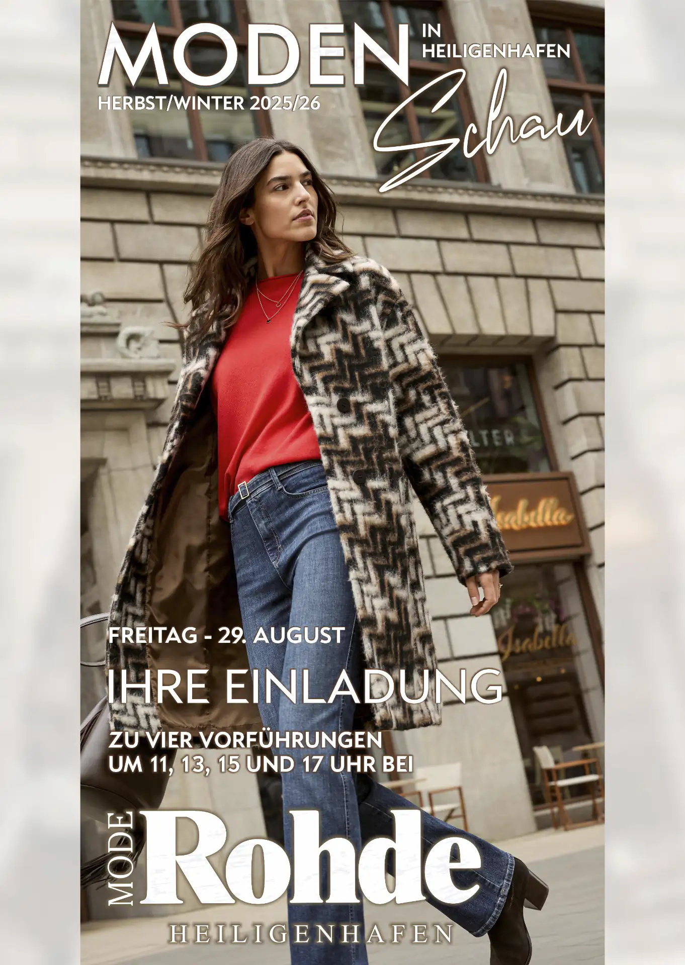Einladung zur Modenschau Herbst Winter am Freitag 29. August